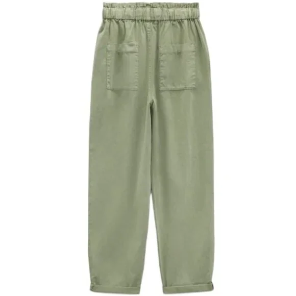 NWT ZARA PAPERBAG PANTS LIGHT KHAKI | 7999/301 - Picture 3 of 6